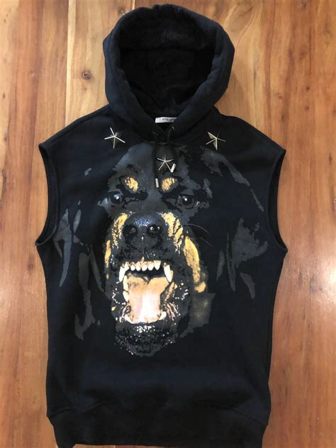 givenchy rottweiler sleeveless hoodie|Givenchy crew neck rottweiler.